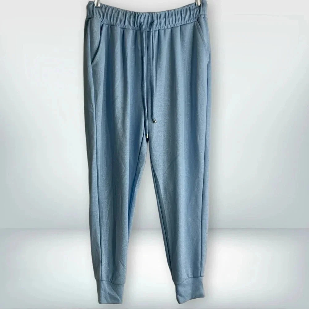 NWoT International Concepts Light Blue Sparkle Joggers Athleisure, size M